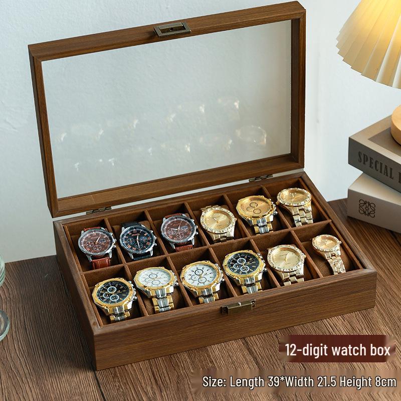Luksusowe Pudełko do Przechowywania Zegarków z Drewna Orzechowego - Pyłoszczelne, Zapobiegające Utlenianiu Pudełko na Bransoletki i Opaski dla Mężczyzn i Kobiet