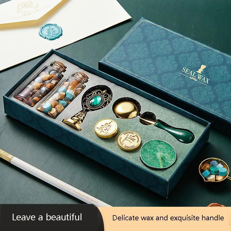 1 SET Creative Retro Lacquer Seal Complete Set Wholesale Envelope Sealing Wax Lacquer Wax Granules Gift Seal Wax Granules Set