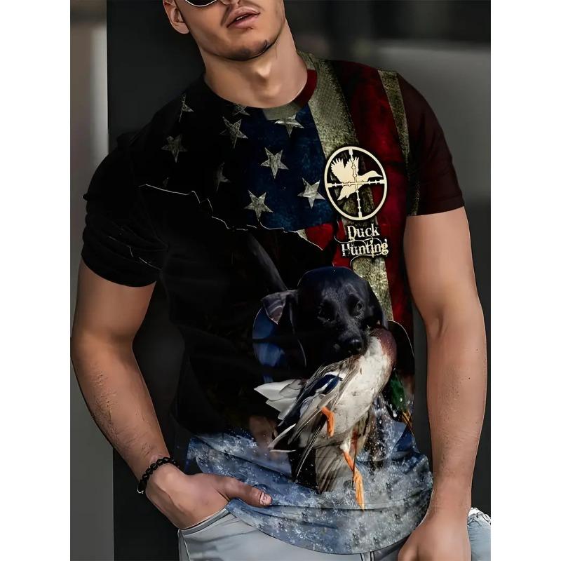 Duck Hunting Dog T-shirts 3D Print Deer Hunter Men's Streetwear Fashion Short Sleeve O-Neck T Shirt Oversized Tops Tees Clothing