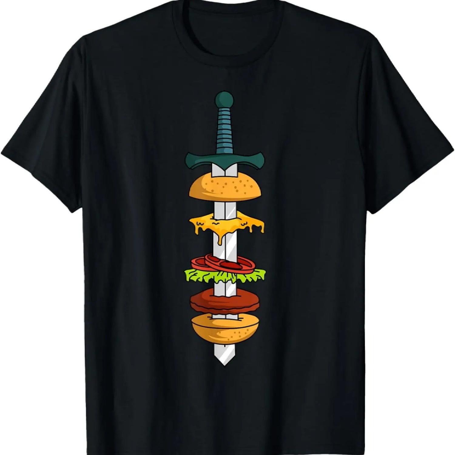 Burger Sword Hamburger Fast Food Snacks Lover T-Shirt S