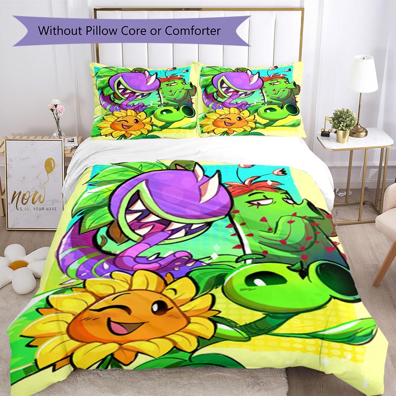 Plants Vs. Zombies Comforter Cover Set Perfect for Playroom Soft Fabric Christmas Gift
