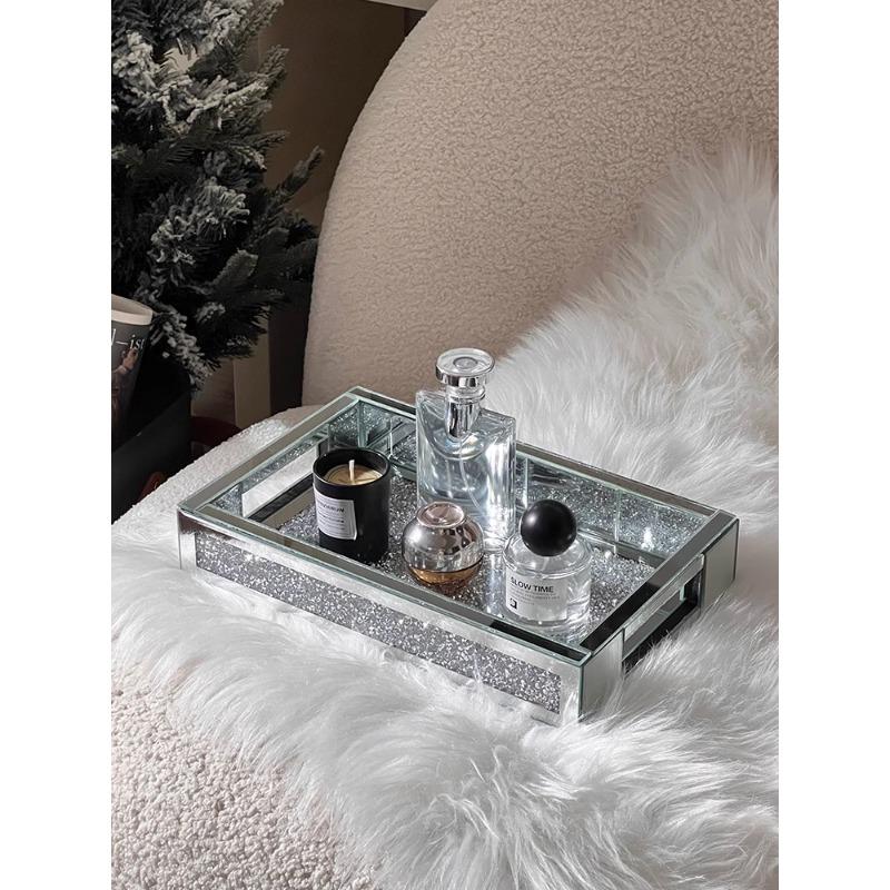 Cosmetic Storage Box Desktop Skin Care Product Dressing Table Perfume Tray Entrance Key Storage Rack Diamond-encrusted