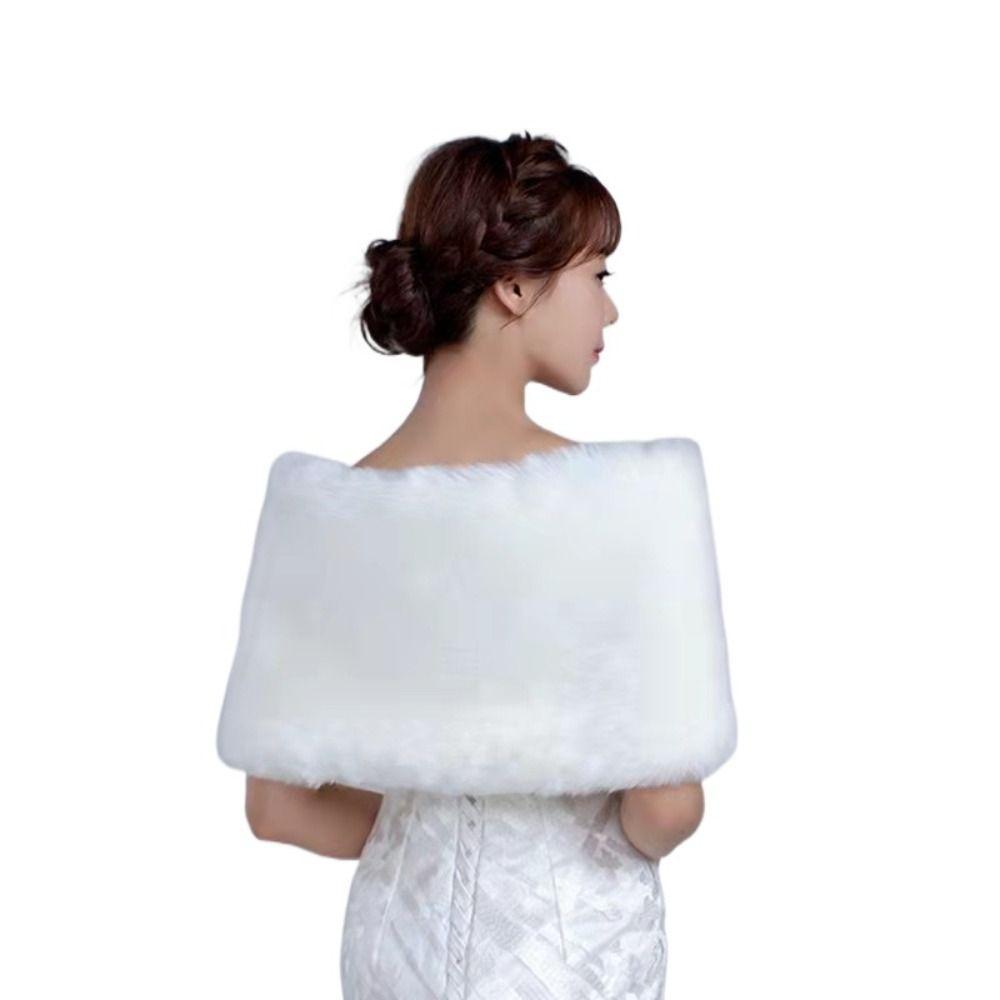 Soft Cloak Rabbit Fur Bow Scarves Faux Fur Bride Shoulder Fake Collar Plush Bowknot Shawl  Daily