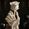 Skeleton Hand Holding Rose Ornament, 3D Printed Gothic Dark Aesthetic Niche Decor, Stable Base Compact Figurine for Home Desk Bookshelf