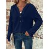 Autumn Solid Color Hooded Button Loose Long Sleeve Sweatshirt