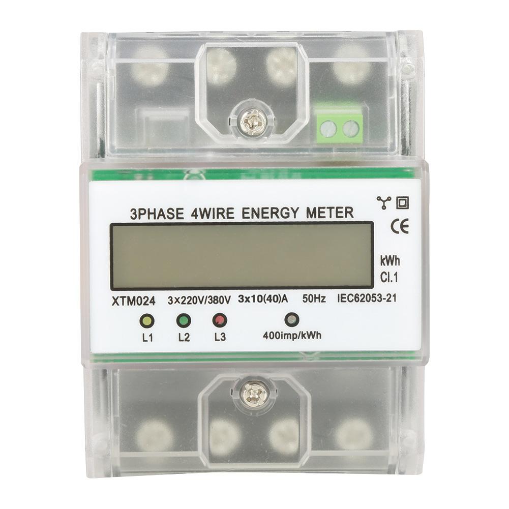 Digital LCD 3 Phase 4 Wire Din Rail Electric Meter Electronic KWh Meter (10(40)A)
