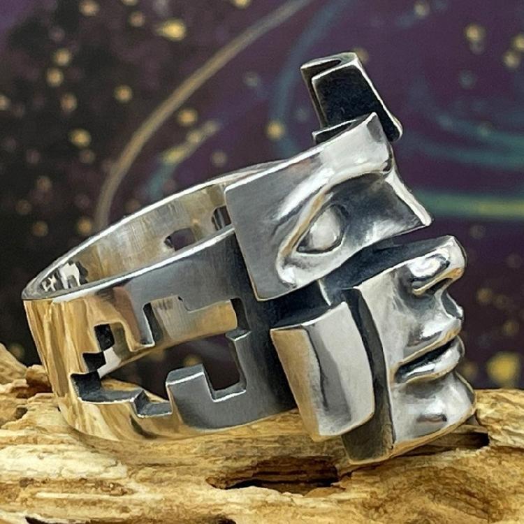 Exquisite Retro Mask Ring Adjustable Opening Finger Band Stylish Unisex Accessory For Birthdays Anniversaries