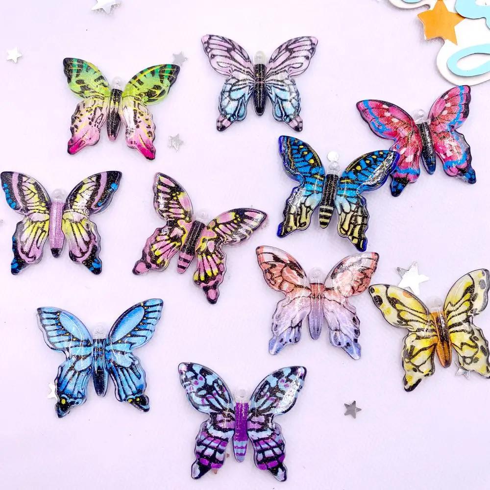 

10 шт. Смола 28*24 мм, блискучі різнокольорові квіти, метелики, плоска спина, стрази, 1 отвір, бісер, прикраси, прикраси, весільні аплікації своїми руками.