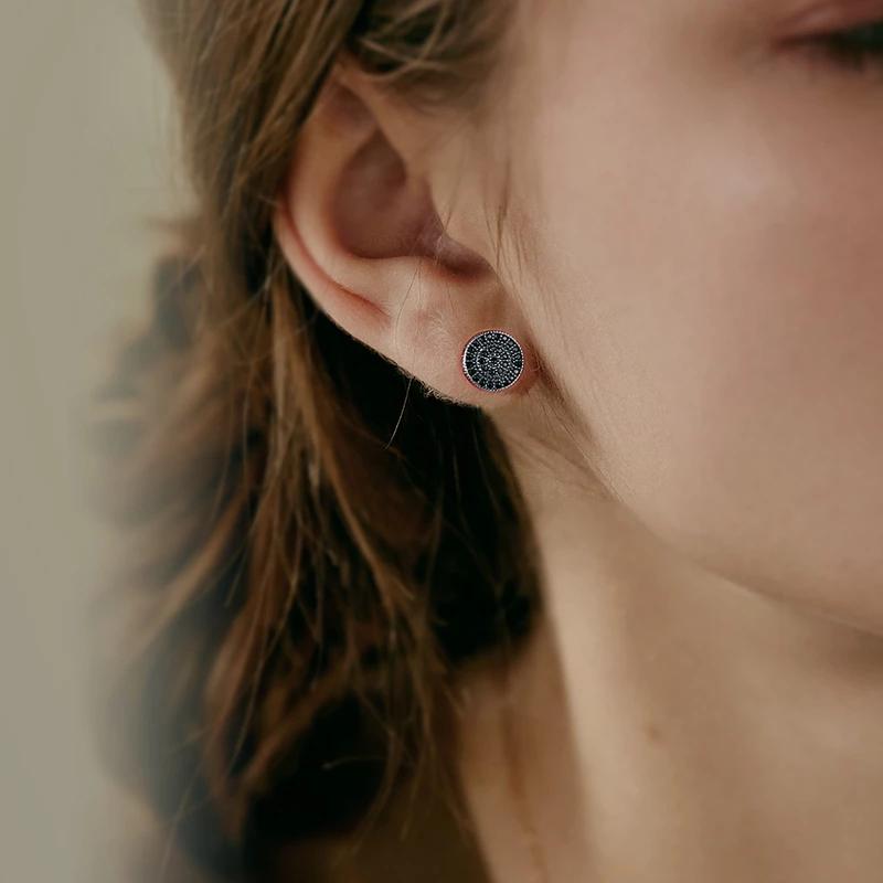 5 Styles Elegant Natural Black Zircon Stud Earrings For Women  Rose Gold High Quality Daily Fine Jewelry