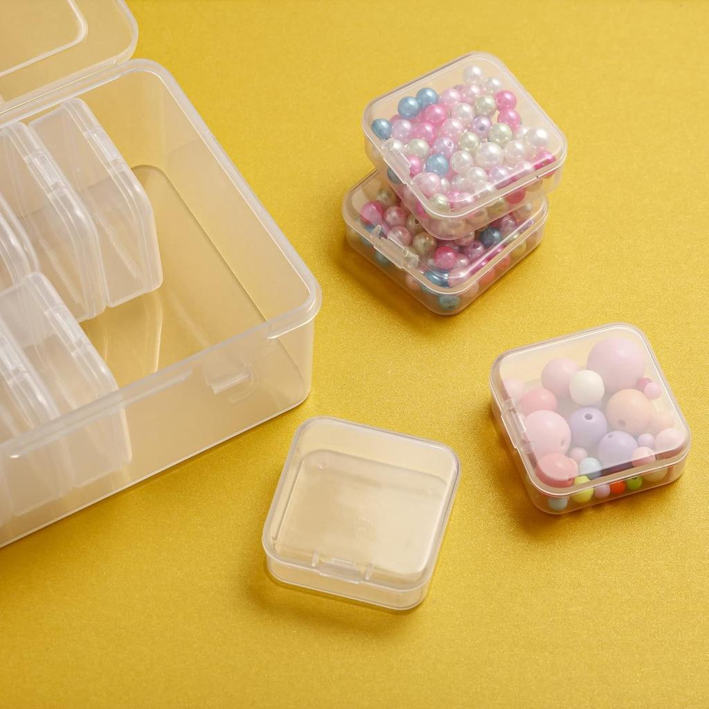 Small Bead Organizers Plastic Storage Boxes Mini Clear Bead Storage Transparent Boxes with Hinged Lid and Rectangle Clear Craft