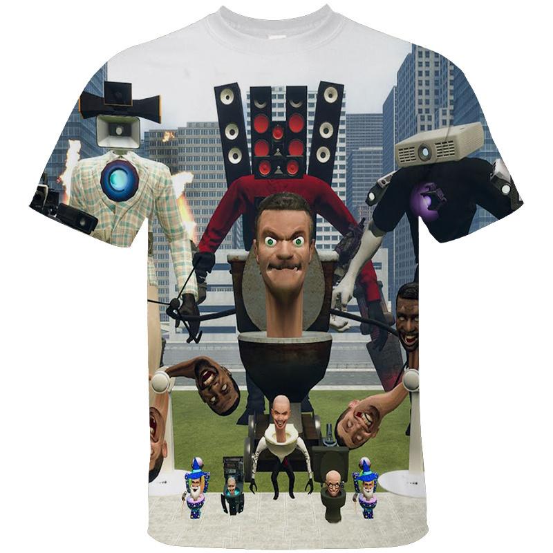 3D Funny Toilet Printing T-Shirt Cartoon Camera Graphic T-Shirt Men Children Fashion Street Clothing T-Shirt