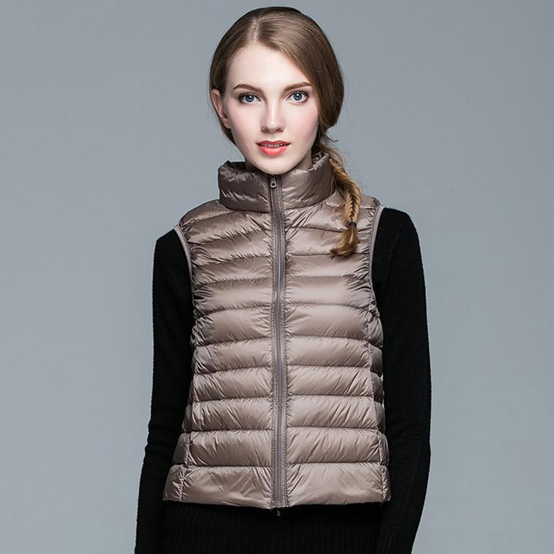 

IELGY легкий пуховый женский жилет, зимний корейский короткий пуховик с воротником-стойкой, тонкий жилет 3XL