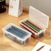 Pencil Box Extra Large Capacity Transparent Design Stackable Pencil Organizer Snap-on Lid Pencil Container