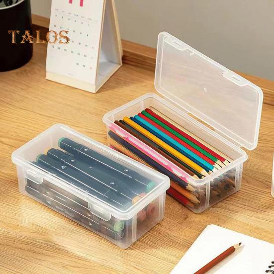 Pencil Box Extra Large Capacity Transparent Design Stackable Pencil Organizer Snap-on Lid Pencil Container