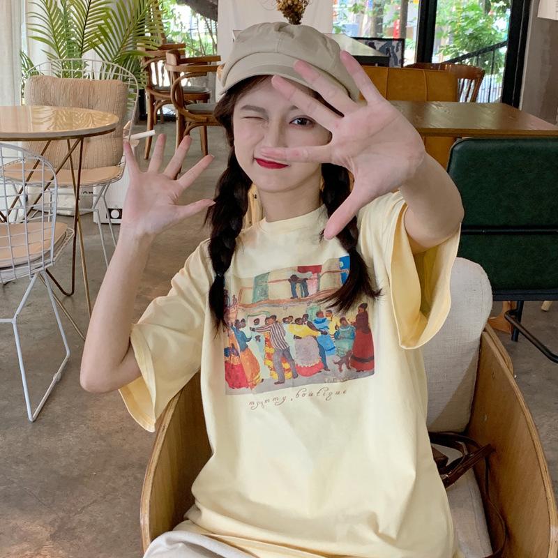 vintage funny cartoon print high street white short sleeved t-shirts for women's summer casual oversized t shirt harajuku streetwear tshirt y2k tops