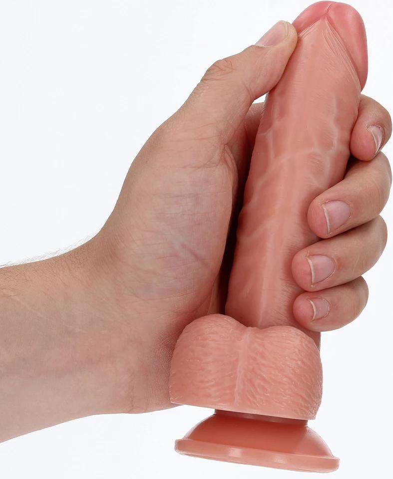 RealRock - Curved Realistic Dildo with Balls and Suction Cup 15.5 Cm