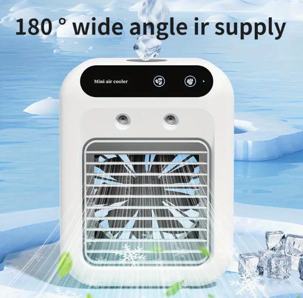 1pc portable humidifying and cooling fan, dual wind speed and spray mode, USB charging, personal desktop humidifier fan.