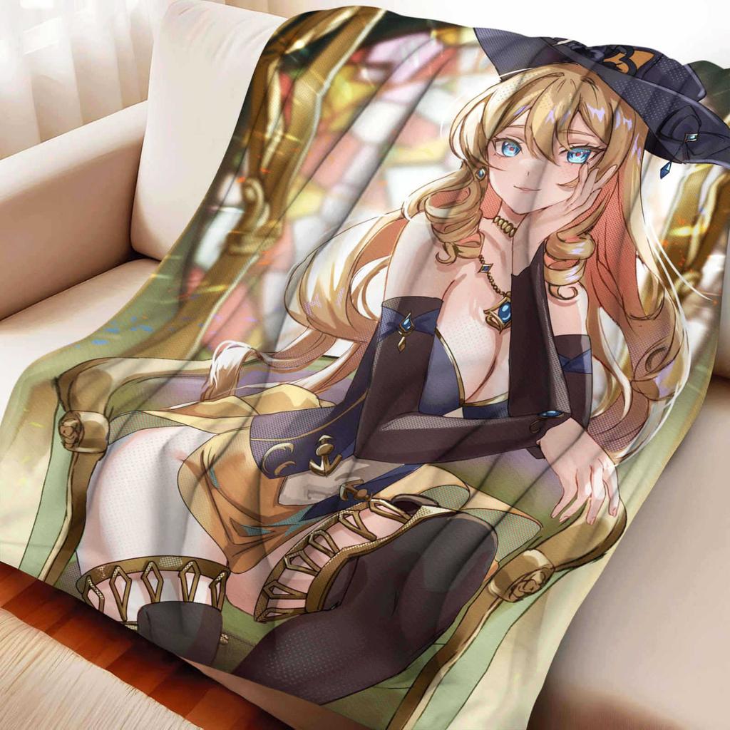 Game Genshin Impact Navia Caspar Flannel Blanket Cover Warmth Soft Anime Blanket Multifunctional Decor Home Universal Blankets