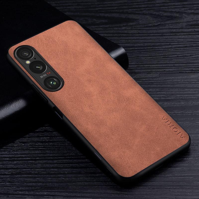 Premium PU Leathe Phone Case for Sony Xperia 1 10 VI Scratch-Resistant Solid Color Cover for Xperia 1 10 Vi Case