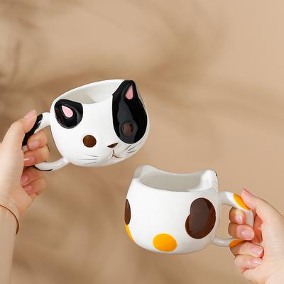 Copo de Cerâmica Criativo de Gato Caneca Personalizada Xícara de Café Copo de Água Fofo Copo de Alto Valor Xícara de Café da Manhã