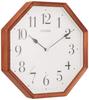 RHYTHM CITIZEN Wall Clock Analog Clock with Continuous Second Hand Small Type Octagonal Wood Brown CITIZEN Clock/Table Radio-Controlled