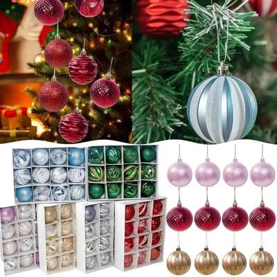 12pcs/set Christmas Tree Ornament 6cm Christmas Tree Hanging Ball Pendant Colorful Ball Ornament New Year Home Decoration