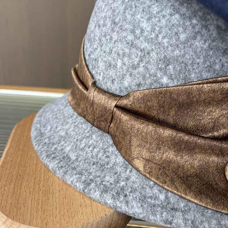 New Contrasting Color Big Bow Top Hat Autumn and Winter Woolen Hat Women's Retro Fisherman Basin Hat