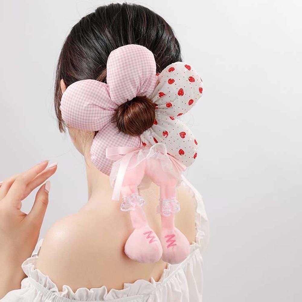 Cute Cotton Filled Scrunchies Cloth Plaid Flower Hair Ring Animal Butt Hair Rope  Hair Band