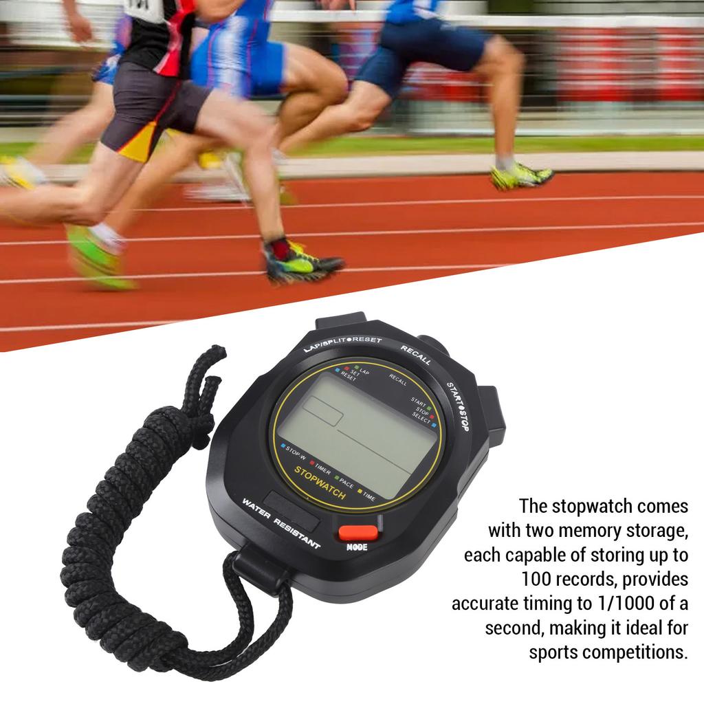 Electronic Digital Sport Stopwatch Timer Date Time Display 2 Alarms Metronome Function for Fitness Referee Digital Stopwatch