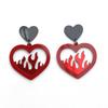 Trendy Niche Acrylic Heart Flame Earrings - European American Style