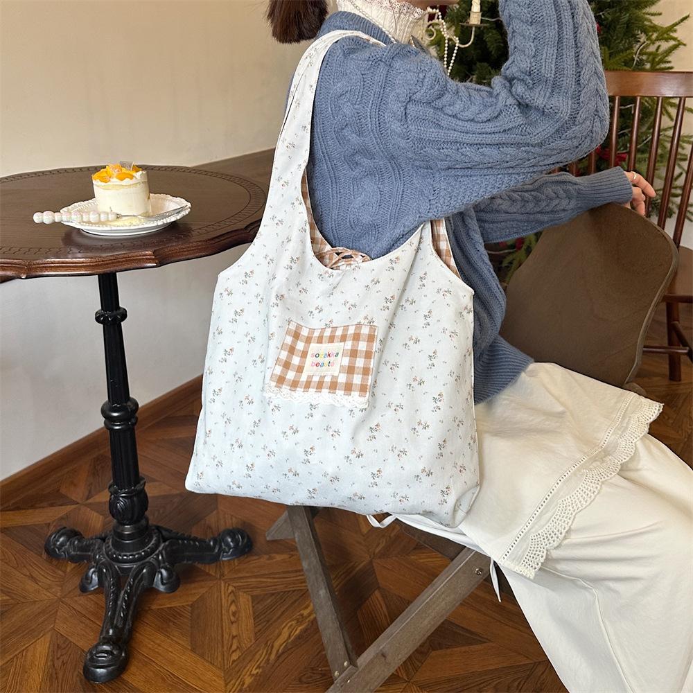 22 Flower Art Canvas Floral Vest Bag Fairy Bag Student Portable Large Capacity Commuter Shoulder