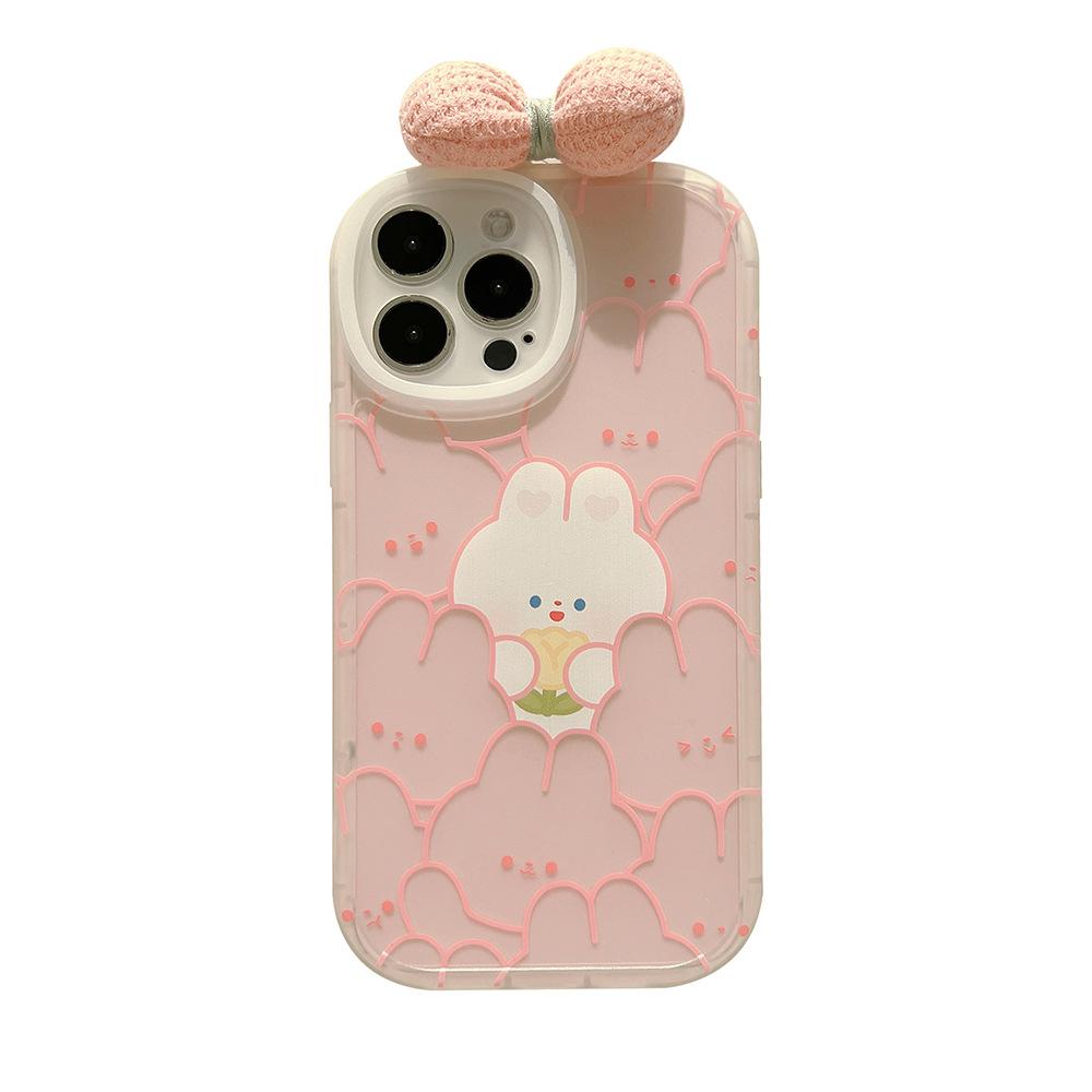 Rabbit Bow IPhone 15promax Apple 16 Mobile Phone Case 12 Suitable for 11 Soft 8p Cute 14 Girl Xr