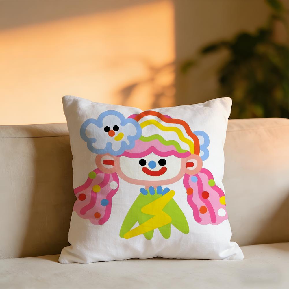 

Dopamine Cartoon Style Cushion Cover Cozy Velvet Throw PillowSoft Warm Cushion For Sofa Bed 30x30 cm