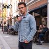 Solid Color Trucker Jacket Men Denim Jacket, Turndown Collar Button-Down Coat, Multi Pocket Retro Motorcycle Style Apparel Casual for Hip Hop