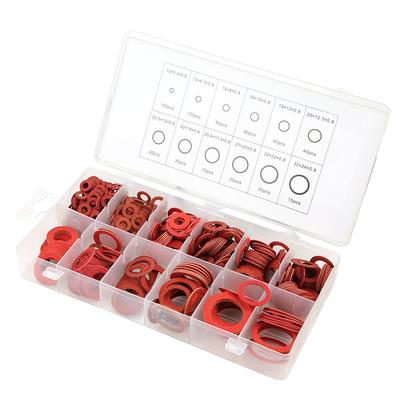 12 Sizes Red Steel Paper Flat Washers Kit Insulation Washer Assorted Set with Box Paper Washer Assorted