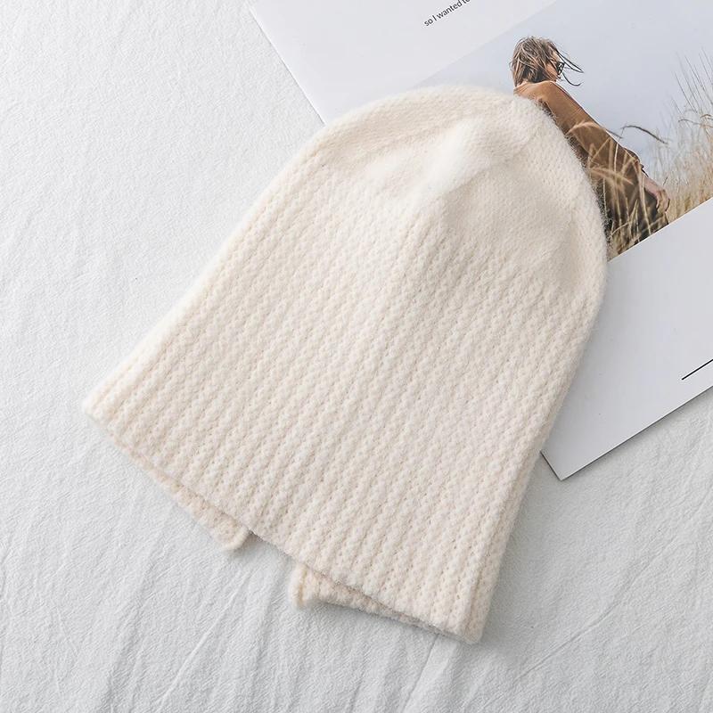 Hot Sale Women Hat Kpop Style Autumn /Winter Hat Soft Beanie Hats For Women Leisure Back Split Teens Ponytail Knitted Cap