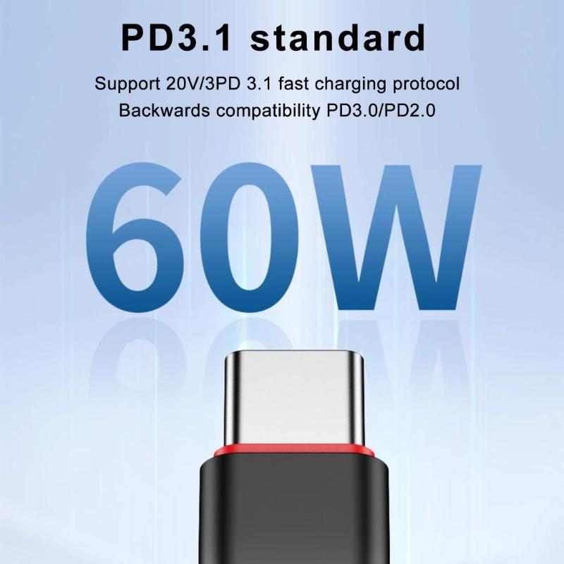 Multiple Use Short USB C To C Cable 60W Power Delivery Small Double USB C Bendable Cable Magnetic Attachments for Use