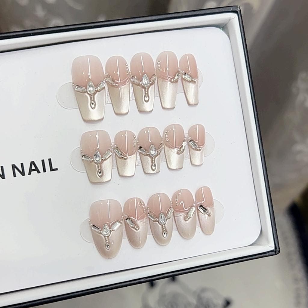 Pure Hand-made Phototherapy Wearable Nail Tablets Warm Autumn Wearable Nail Finished Product Reusable Nail Patches