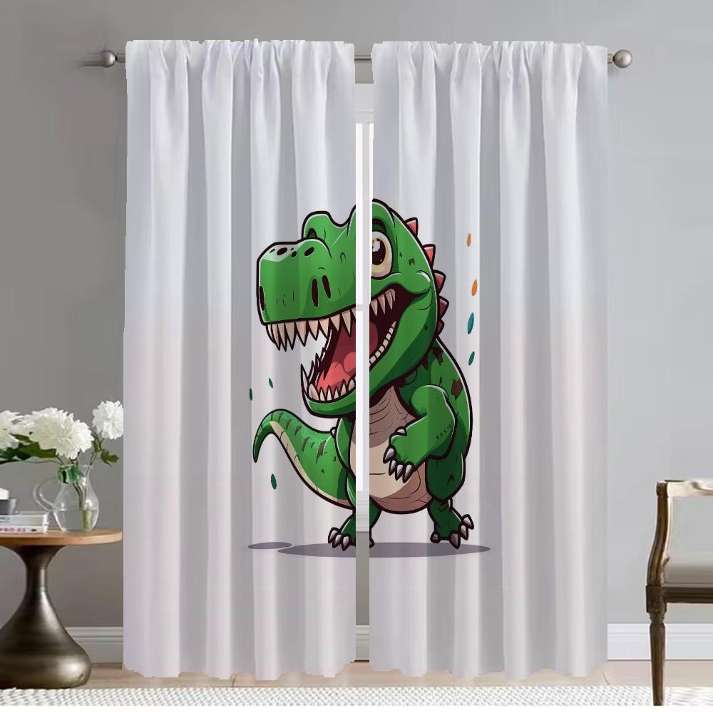 Anti-mosquito Curtains for Living Room Curtain Little Dinosaur Partition Home Interior Curtains 2 Pieces Shades Kitchen Blackout