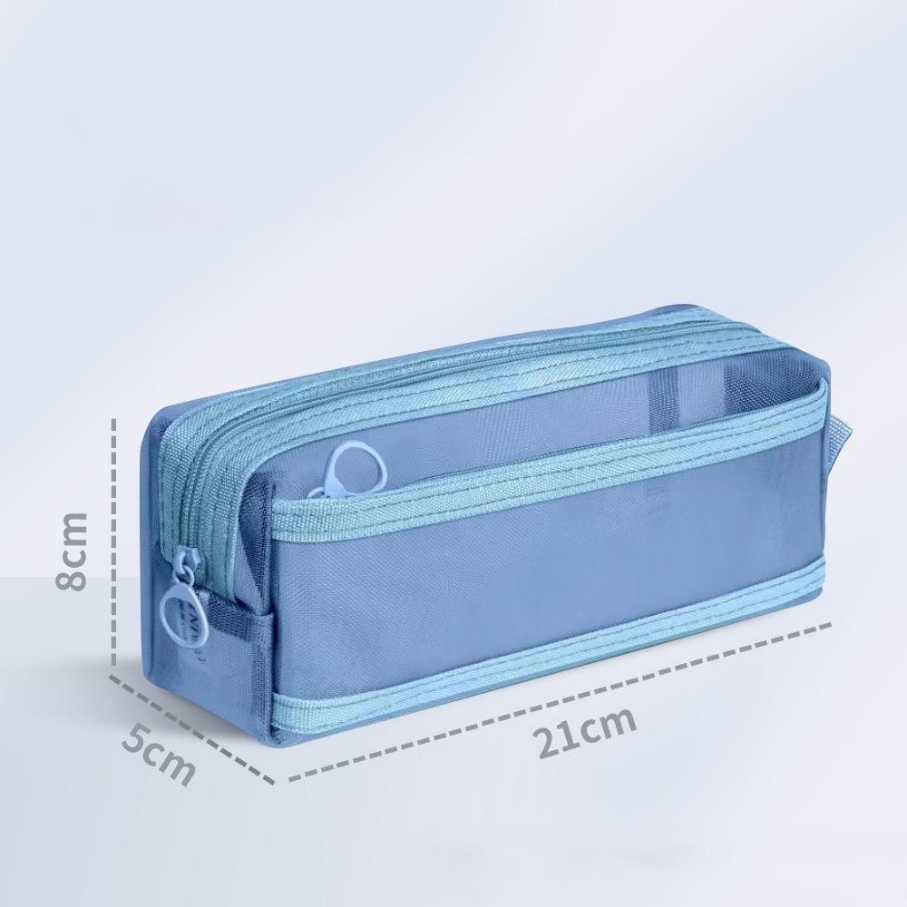 Double-Layer Pen Bag Transparent Stationery Organizer Portable Pencil Case  School Office