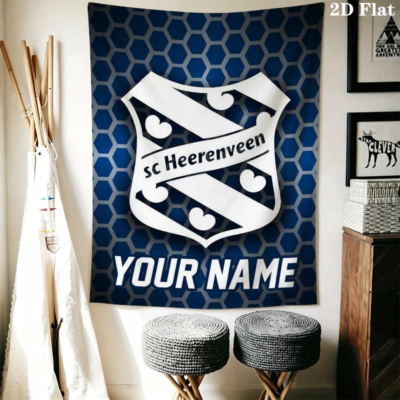 Custom Name SC Heerenveen Wall Tapestry Aesthetic Wall Hanging Printed Fabric Blanket Decorative Tapestries for Bedroom Living Room Home Decor