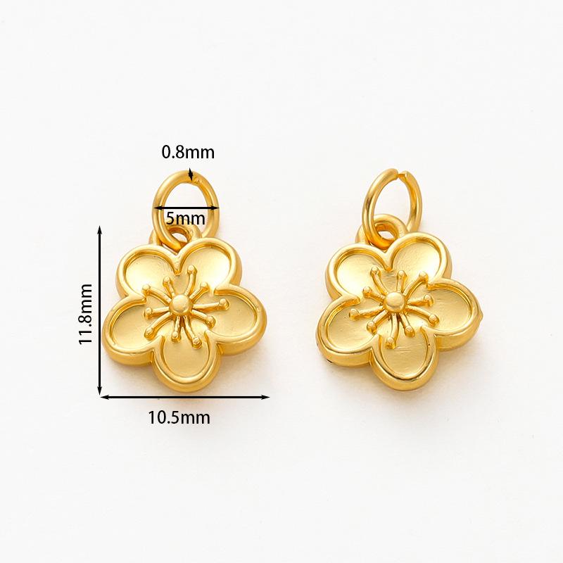 Collana con Ciondolo Fiore di Pesco Placcato Oro a Goccia d'Olio - Accessorio Gioiello DIY da Donna