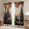 Set Of 2 Forest Animal Mountain Pattern Curtains Designed Light Blocking Premium Material Suitable Cabin Living Rustic Made Polyester