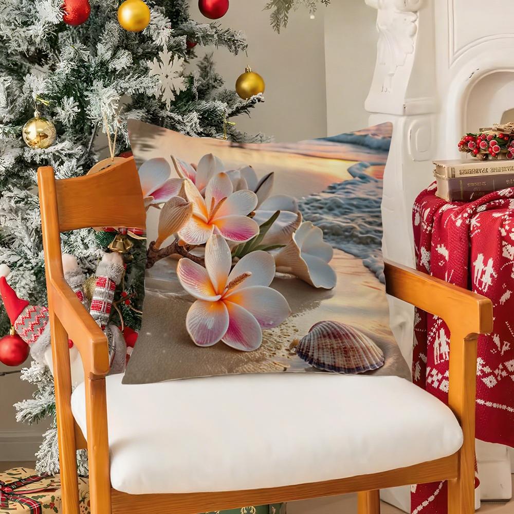 Ocean  Floral Fantasy Pillow Case Silky elegant Comfort Sofa Bed Invisible zipper