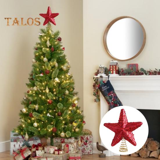 Weihnachtsstern-Baumspitze, glitzernder Stern, Weihnachtsbaumspitze, Dekoration, Kunststoff-Stern-Ornament für Weihnachtsbaum-Dekoration