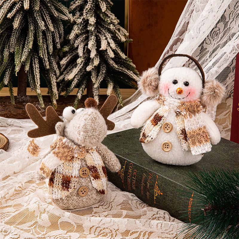 Christmas Snowman Ornament with Knitted Hat and Scarf
