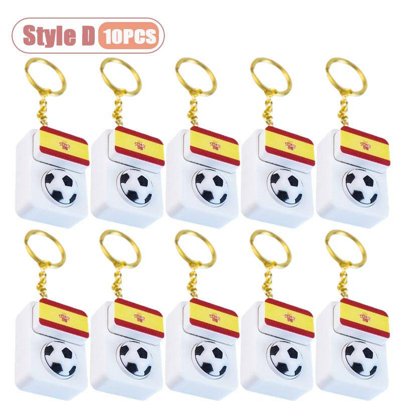 1-10PCS Soccer Fan Collectible Keychain Spinning Clicker Stress Relief Fidget Toy with Flag Pendant Memorial Gift