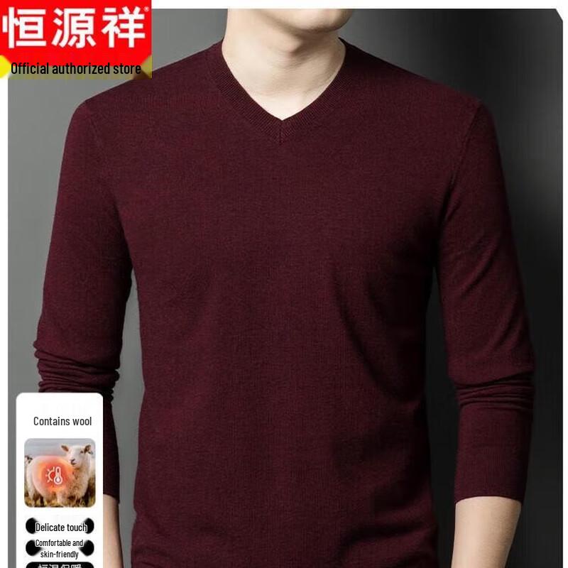 

Мужской пуловер с V-образным вырезом из плотной шерстяной смеси 3XL