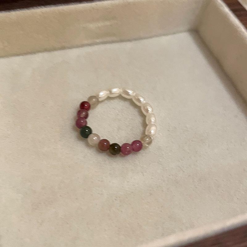 Tourmaline Vintage Stylish Pearl Ring For Women Beautiful Geometric Design