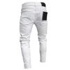 White Embroidery Skinny Ripped Jeans Men Cotton Stretchy Hole Slim Fit Hip Hop Denim Pants Casual Jeans for Men Jogging Trousers